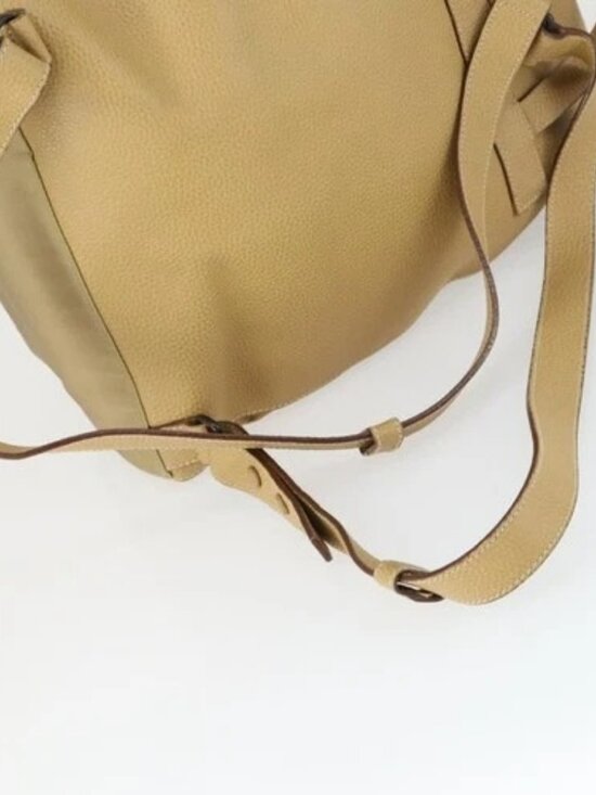 PRADA Backpack Nylon Leather Beige Silver Auth 164518